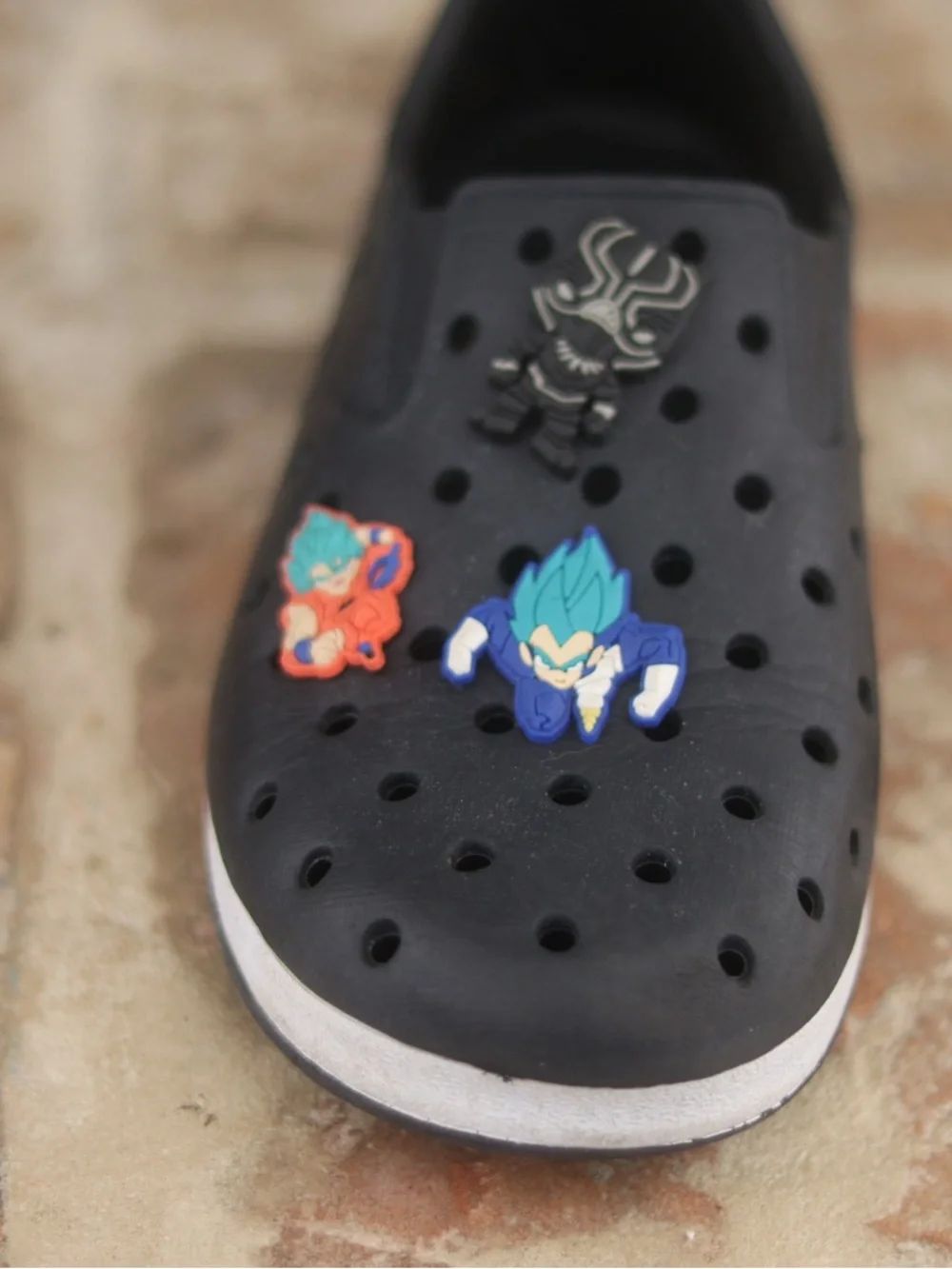 Black Kids Slip-On Ventilated Shoes with Cartoon Charms like Natives